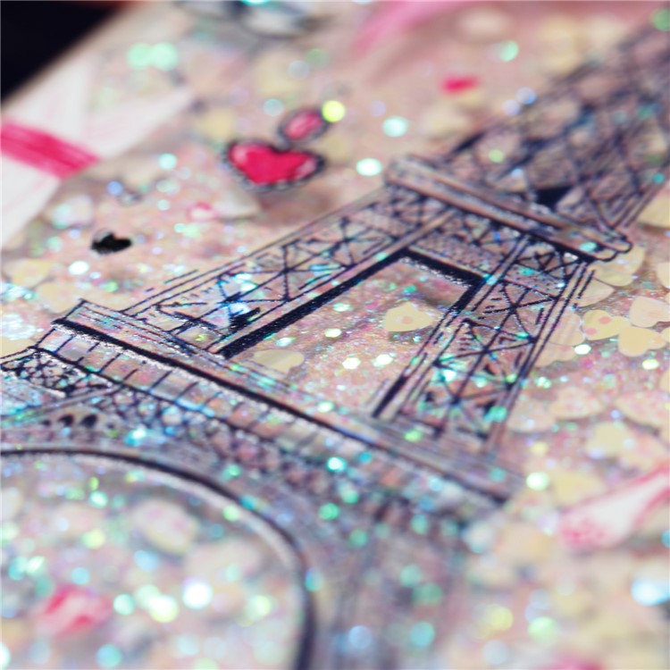 Liquid Glitter Powder Quicksand Shockproof TPU Back Case for Samsung Galaxy J7 (2016) SM-J710 - Eiffel Tower with Bow-knot-6