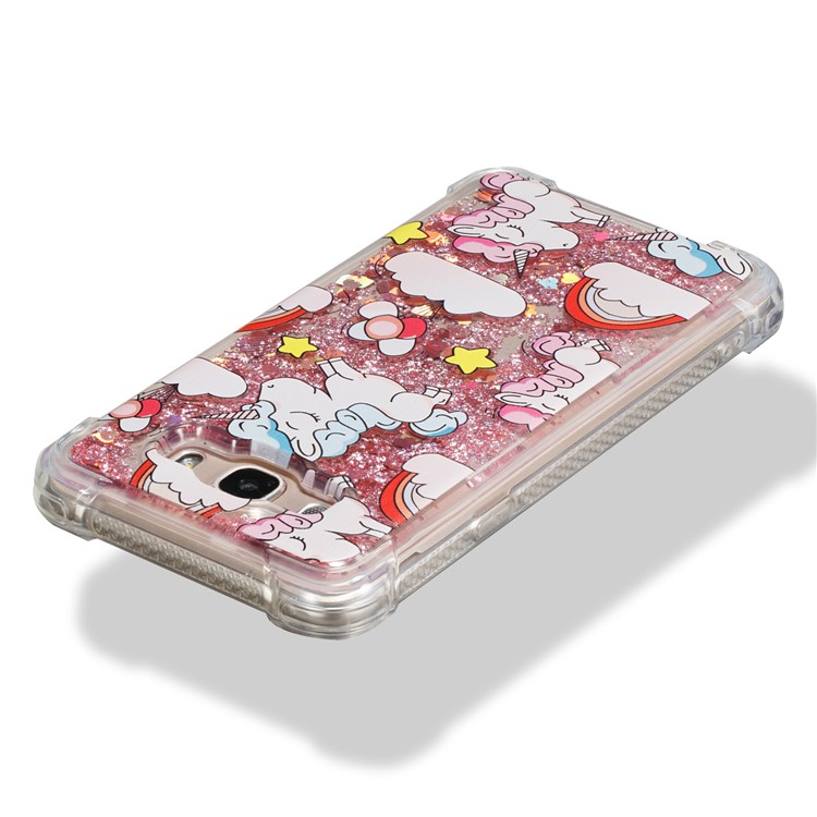 Liquid Glitter Powder Quicksand Drop-proof TPU Mobile Case for Samsung Galaxy J7 (2016) SM-J710 - Cute Unicorns-3