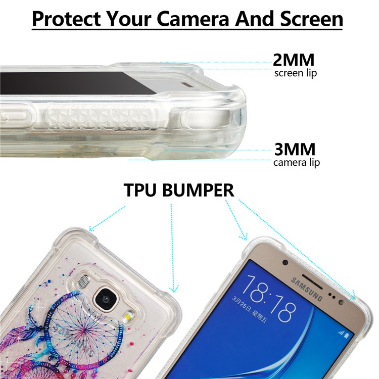 Floating Glitter Powder Quicksand Drop-proof TPU Phone Case for Samsung Galaxy J7 (2016) SM-J710 - Dream Catcher-2