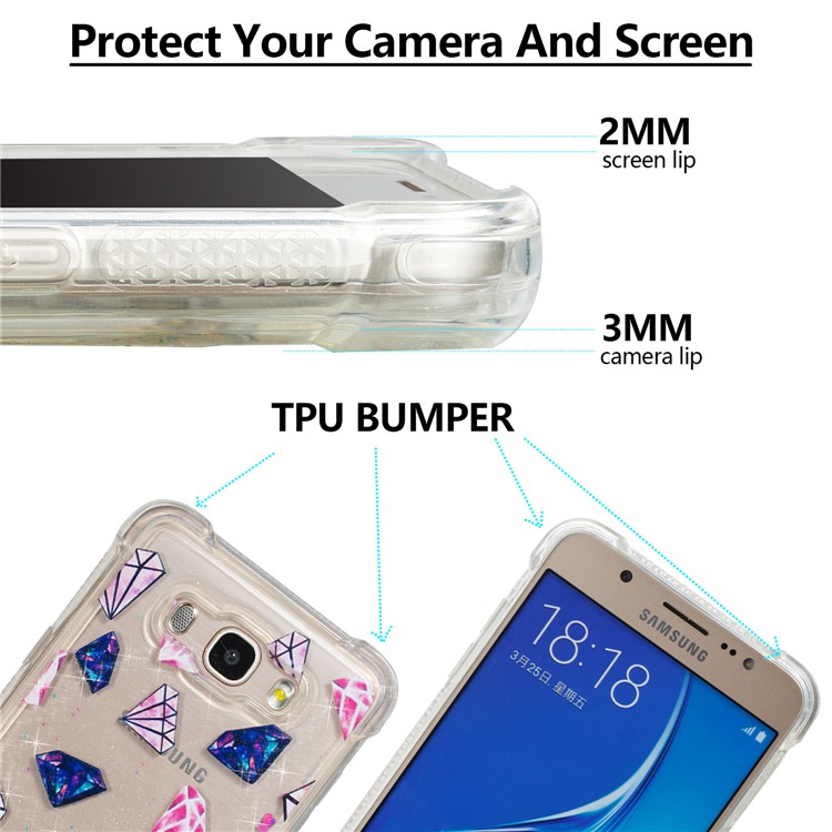 Dynamic Glitter Powder Quicksand Shockproof TPU Mobile Casing for Samsung Galaxy J7 (2016) SM-J710 - Diamonds-2