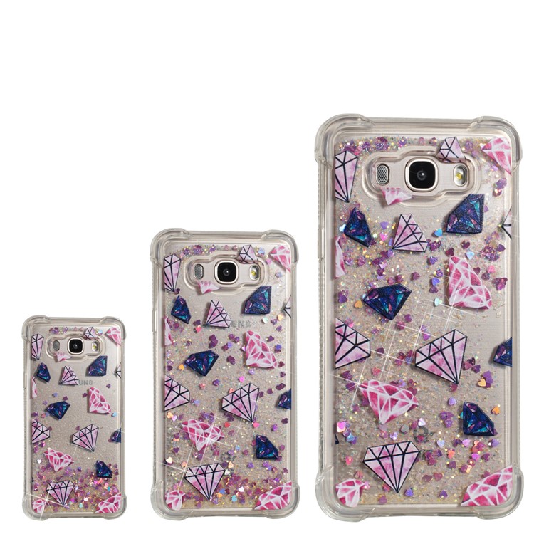 Dynamic Glitter Powder Quicksand Shockproof TPU Mobile Casing for Samsung Galaxy J7 (2016) SM-J710 - Diamonds-4