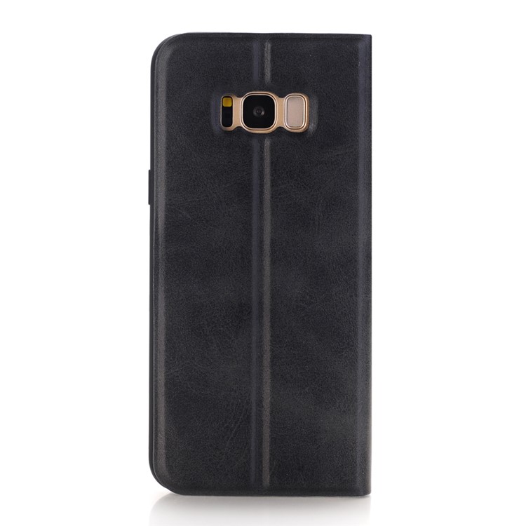 Retro Style Leather Magnetic Stand Phone Case for Samsung Galaxy S8+ SM-G955 - Black-2
