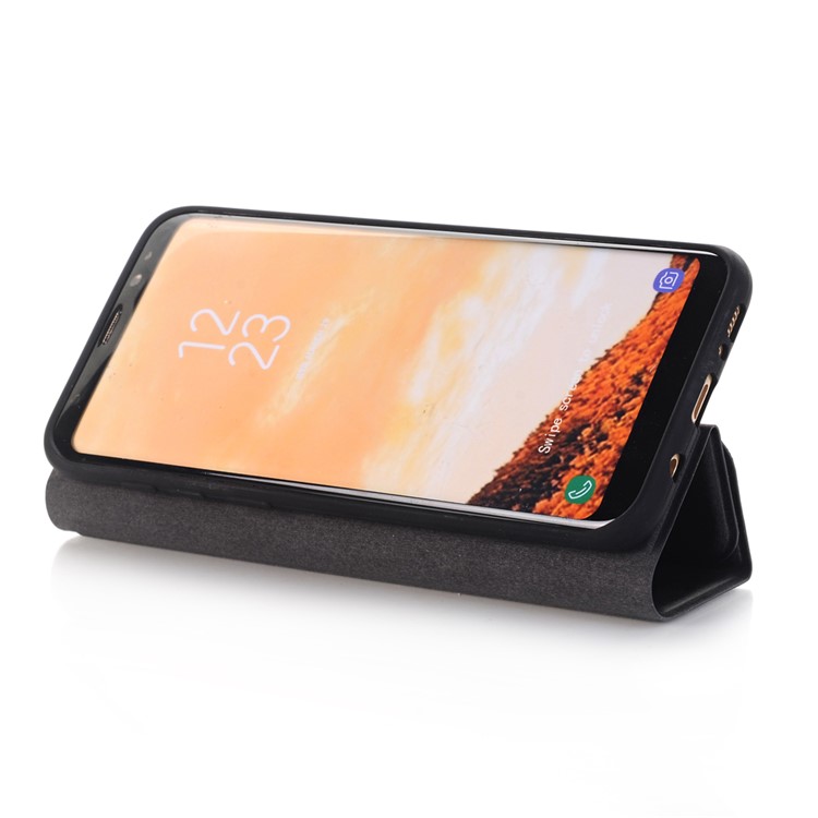 Retro Style Leather Magnetic Stand Phone Case for Samsung Galaxy S8+ SM-G955 - Black-6