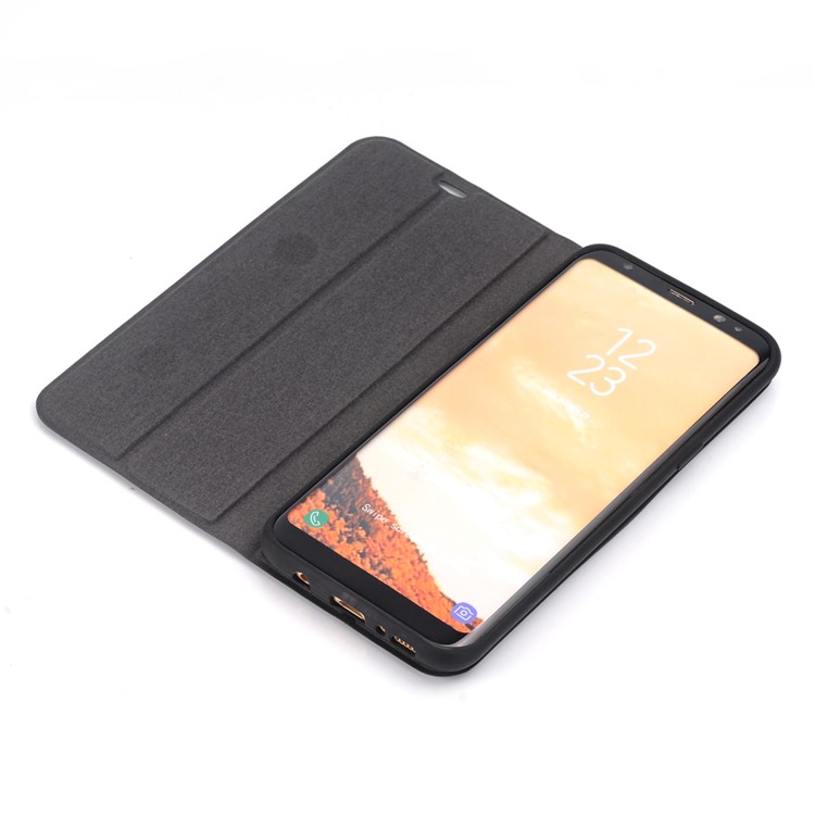Retro Style Leather Magnetic Stand Phone Case for Samsung Galaxy S8+ SM-G955 - Black-7