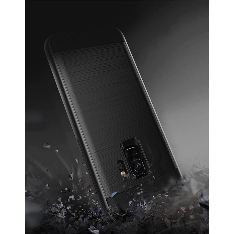 Brushed TPU+PC Hybrid Back Case for Samsung Galaxy S9 - Black-2