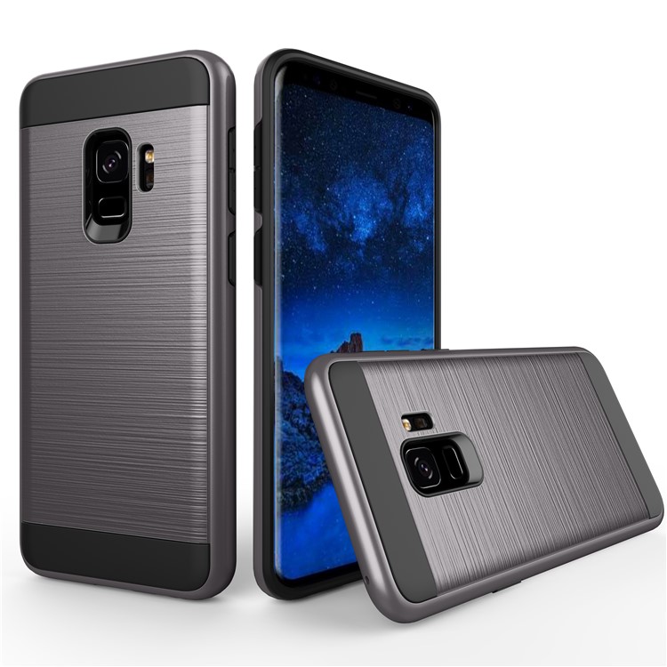 Brushed TPU+PC Hybrid Mobile Cover for Samsung Galaxy S9 G960 - Grey-1