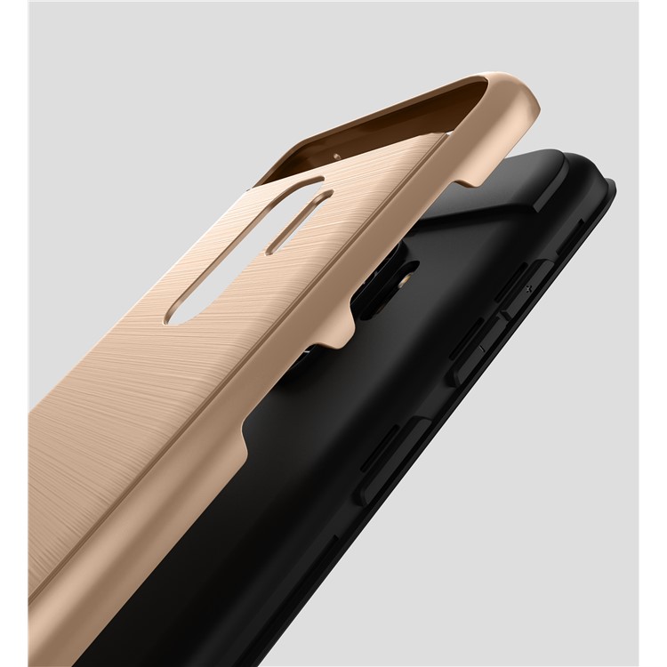 Brushed TPU+PC Hybrid Protective Cover for Samsung Galaxy S9 - Gold-2