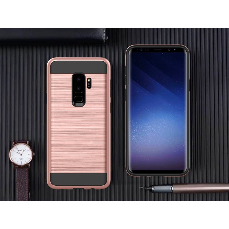 Brushed TPU + PC Hybrid Phone Case for Samsung Galaxy S9+ G965 - Rose Gold-3