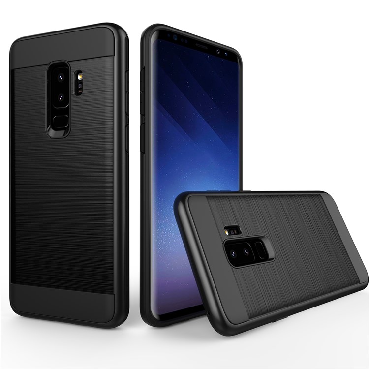 Brushed TPU + PC Hybrid Case for Samsung Galaxy S9+ G965 - Black-1