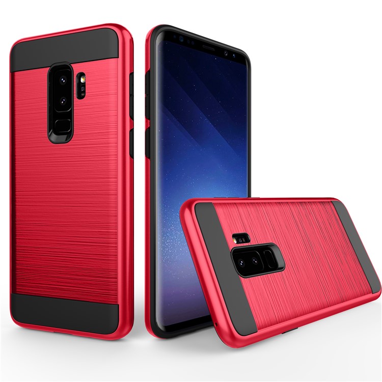 Brushed TPU + PC Hybrid Phone Shell Case for Samsung Galaxy S9+ G965 - Red-1