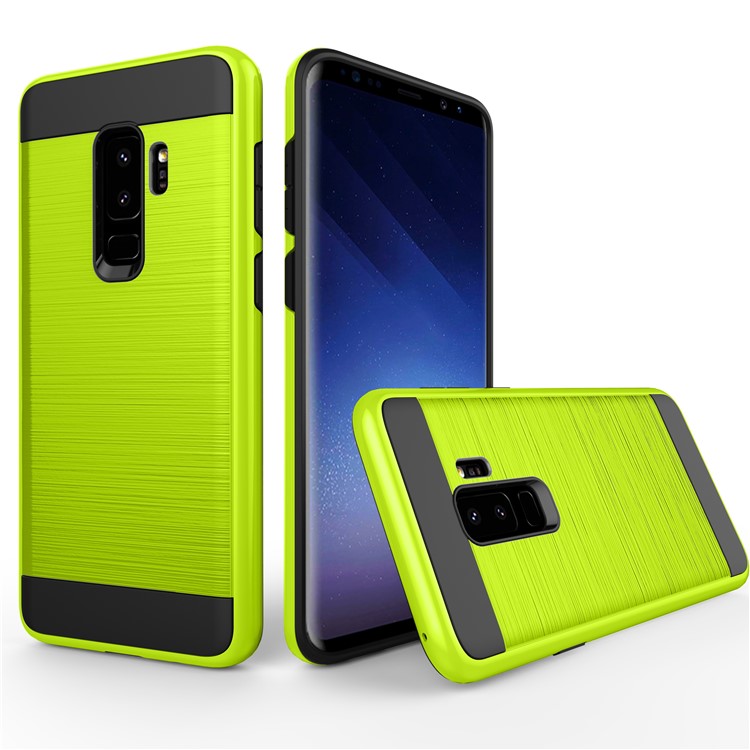 Щеткой tpu + pc комбинированный чехол корпуса корпуса для галактики samsung s9 + g965 - зеленый