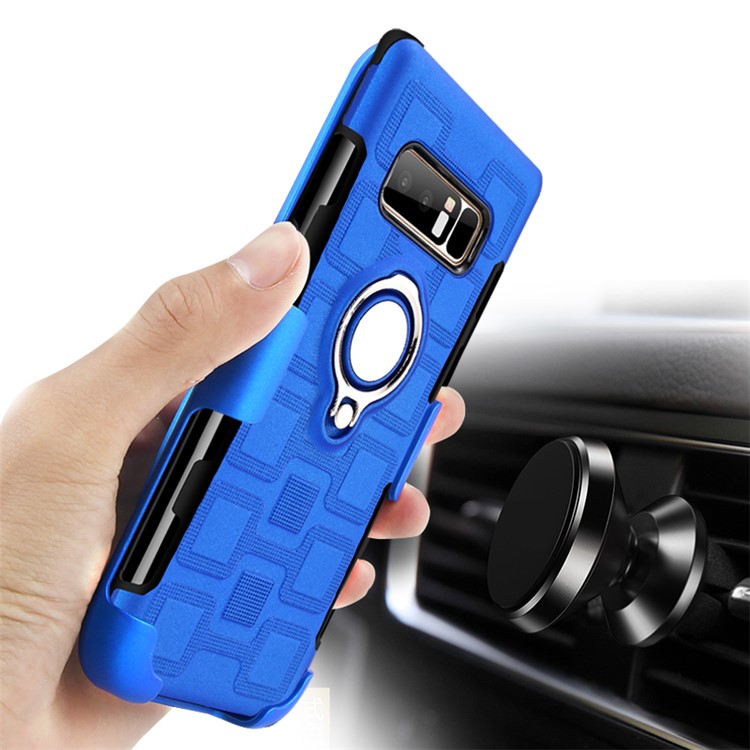 Magnetic Finger Ring Kickstand TPU PC Hybrid Cover for Samsung Galaxy Note 8 N950 - Baby Blue-3