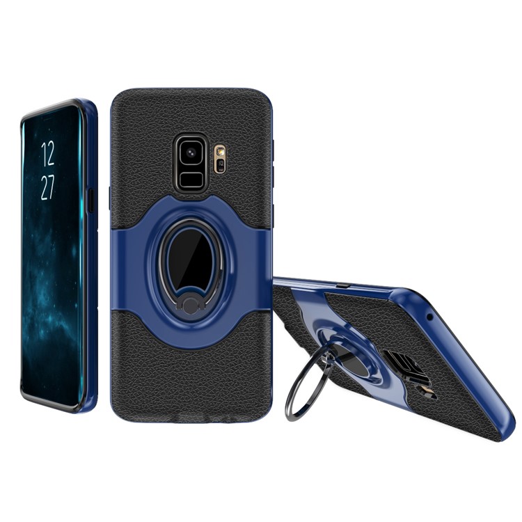 PC + TPU Hybrid Cover Case Shell with Ring Holder Stand for Samsung Galaxy S9 G960 - Baby Blue-1