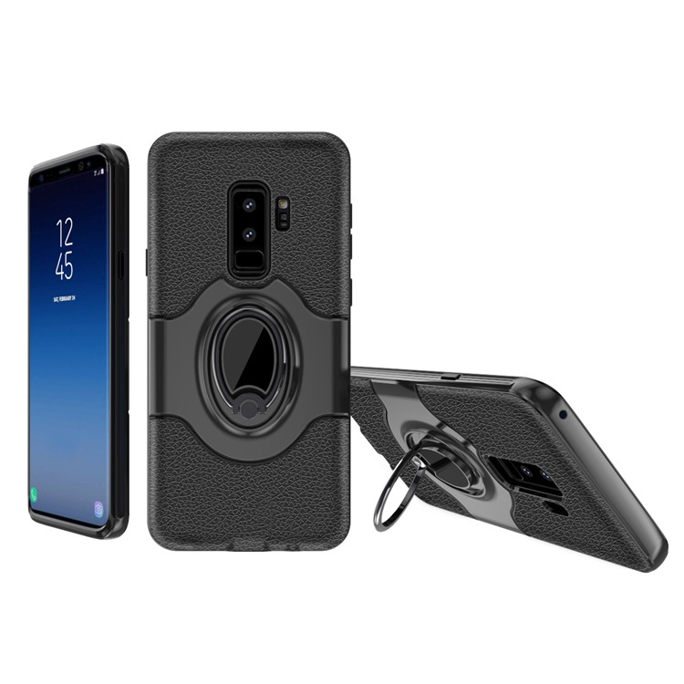 Cool TPU Ring Holder Kickstand Case for Samsung Galaxy S9+ (Built-in Magnetic Holder Metal Sheet) - Black-1