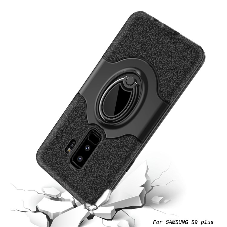 Cool TPU Ring Holder Kickstand Case for Samsung Galaxy S9+ (Built-in Magnetic Holder Metal Sheet) - Black-2