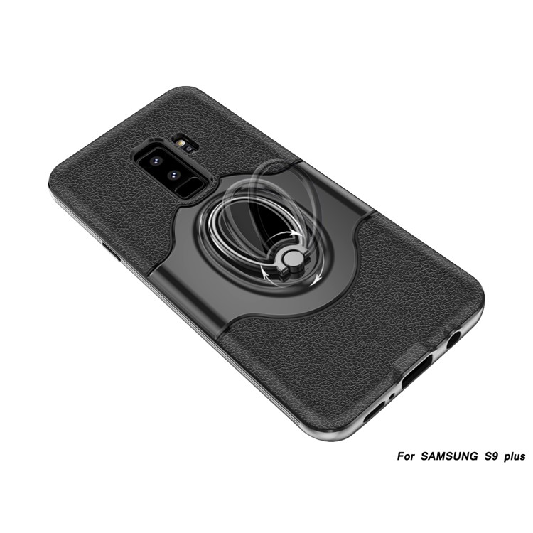 Cool TPU Ring Holder Kickstand Case for Samsung Galaxy S9+ (Built-in Magnetic Holder Metal Sheet) - Black-4