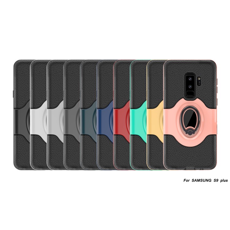 Cool TPU Ring Holder Kickstand Case for Samsung Galaxy S9+ (Built-in Magnetic Holder Metal Sheet) - Black-5