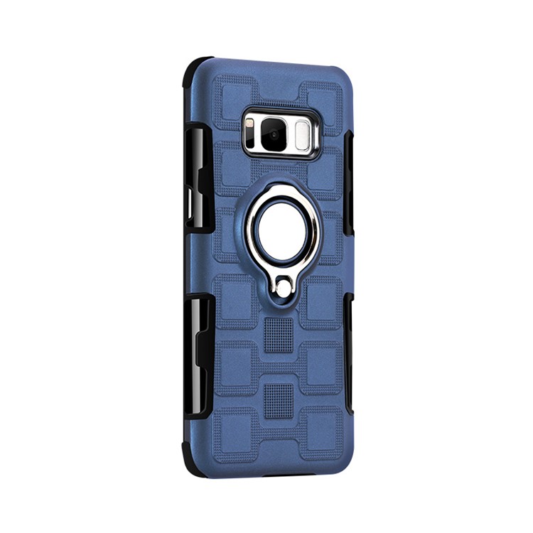 Geometric Pattern Magnetic Car Mount Ring Holder TPU PC Hybrid Case for Samsung Galaxy S8 SM-G950 - Dark Blue-2