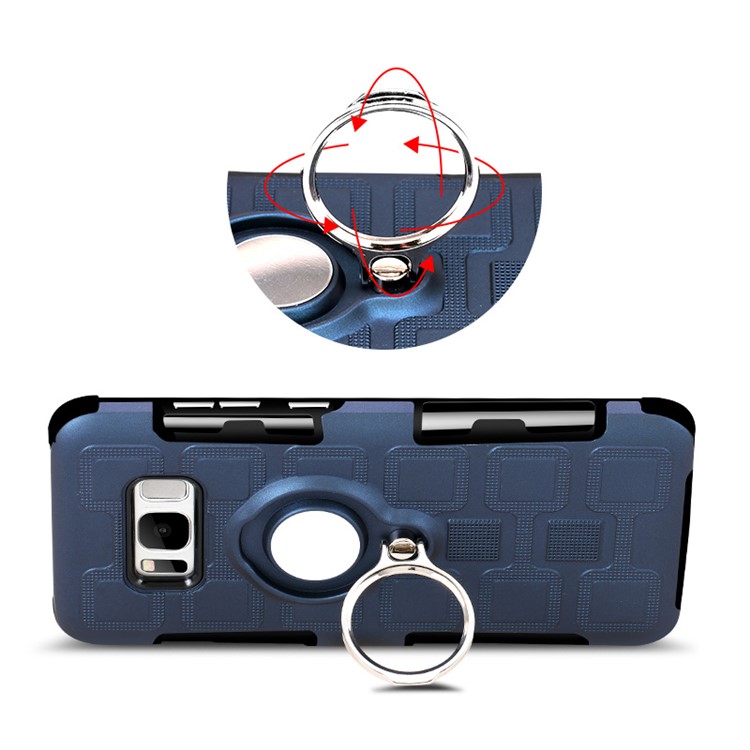 Geometric Pattern Magnetic Car Mount Ring Holder TPU PC Hybrid Case for Samsung Galaxy S8 SM-G950 - Dark Blue-5