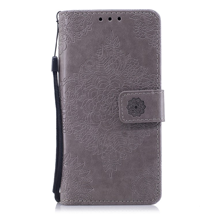 Imprint Flower Pattern Leather Wallet Case for Samsung Galaxy J5 (2017) EU Version / J5 Pro (2017) - Grey-1