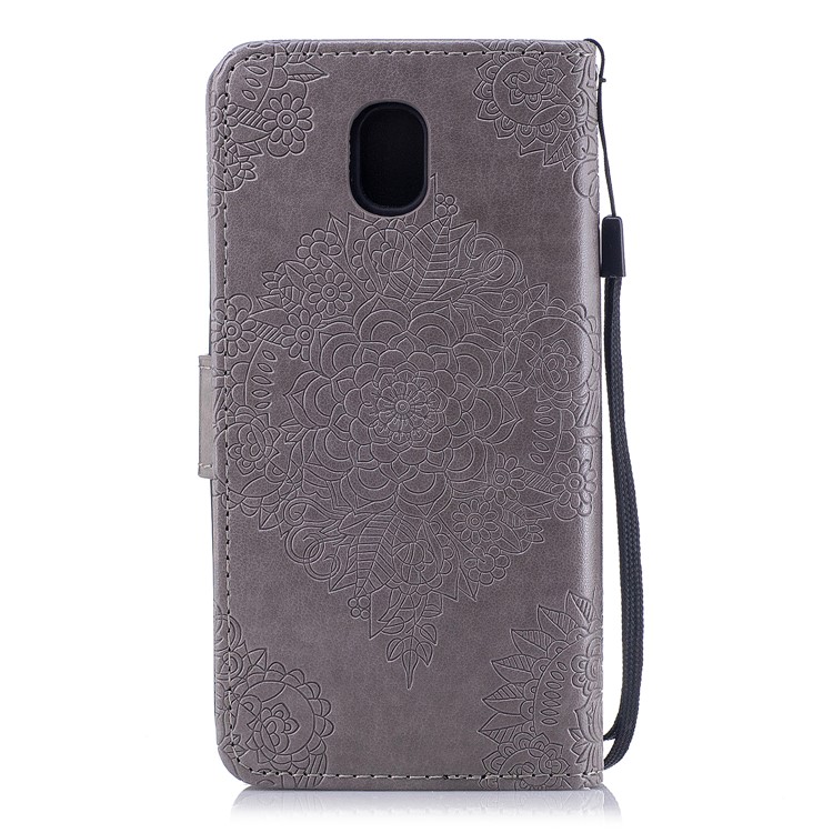 Imprint Flower Pattern Leather Wallet Case for Samsung Galaxy J5 (2017) EU Version / J5 Pro (2017) - Grey-2