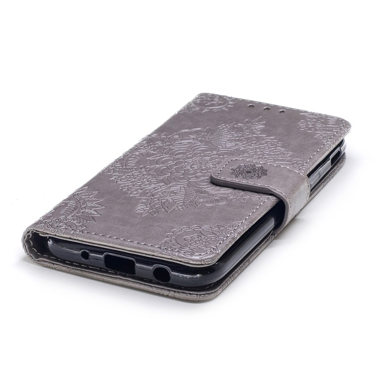 Imprint Flower Pattern Leather Wallet Case for Samsung Galaxy J5 (2017) EU Version / J5 Pro (2017) - Grey-5