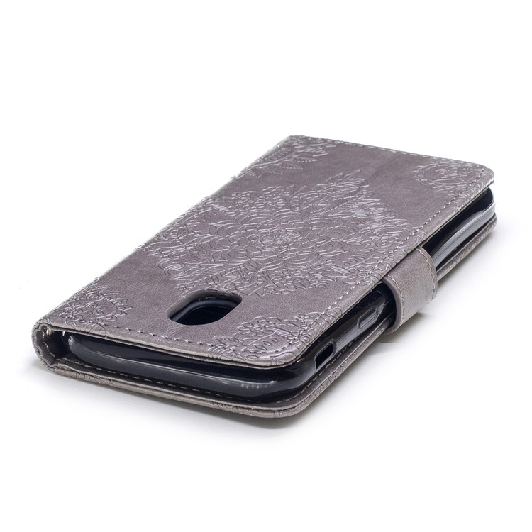 Imprint Flower Pattern Leather Wallet Case for Samsung Galaxy J5 (2017) EU Version / J5 Pro (2017) - Grey-6