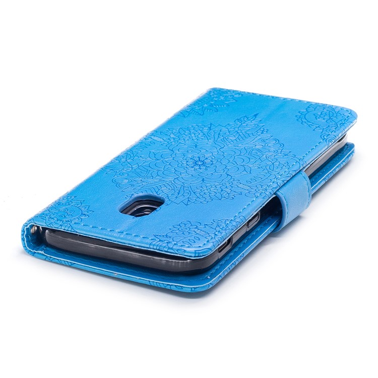 Imprint Flower Pattern Wallet Leather Stand Phone Casing for Samsung Galaxy J3 (2017) EU Version / J3 Pro (2017) - Blue-6