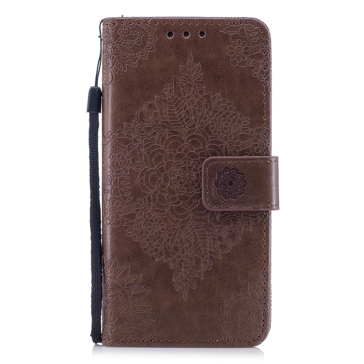 Imprint Flower Pattern Leather Protective Cover Shell for Samsung Galaxy J3 (2017) EU Version / J3 Pro (2017) - Coffee-1