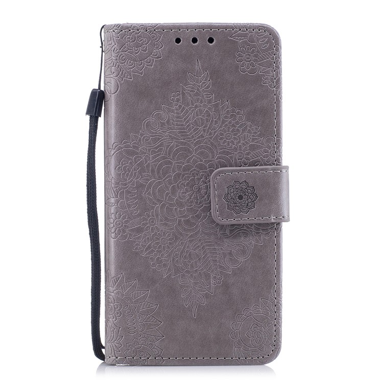 Imprint Flower Pattern PU Leather Wallet Case for Samsung Galaxy A5 (2017) - Grey-1