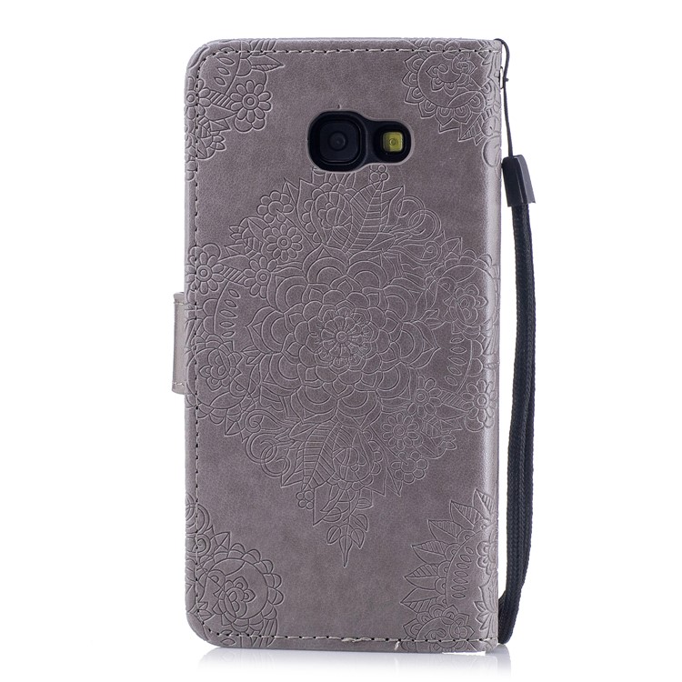 Imprint Flower Pattern PU Leather Wallet Case for Samsung Galaxy A5 (2017) - Grey-2