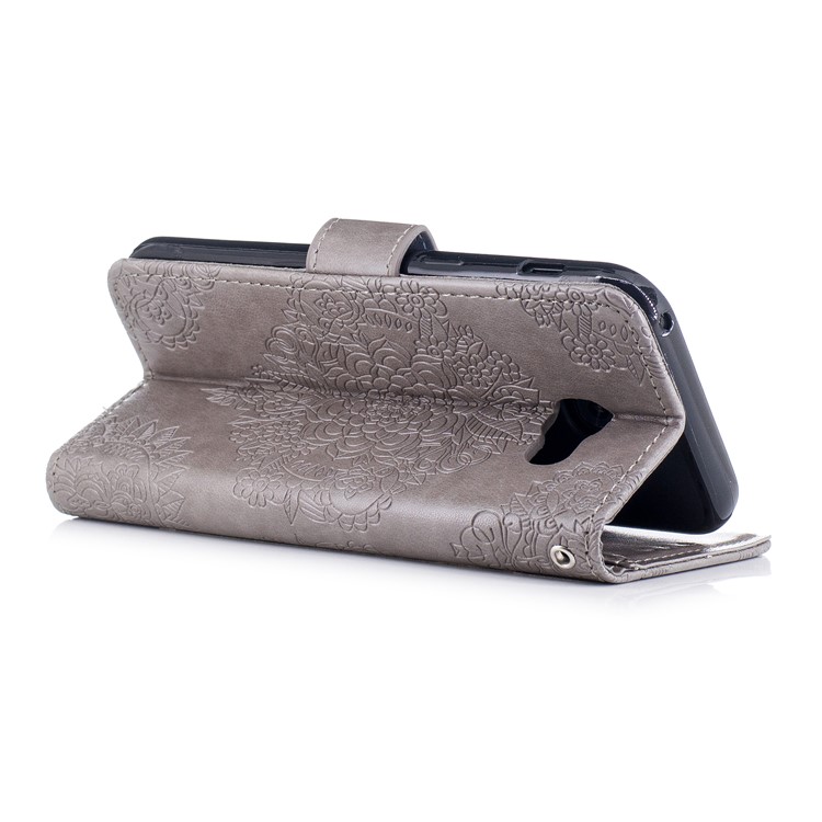 Imprint Flower Pattern PU Leather Wallet Case for Samsung Galaxy A5 (2017) - Grey-3