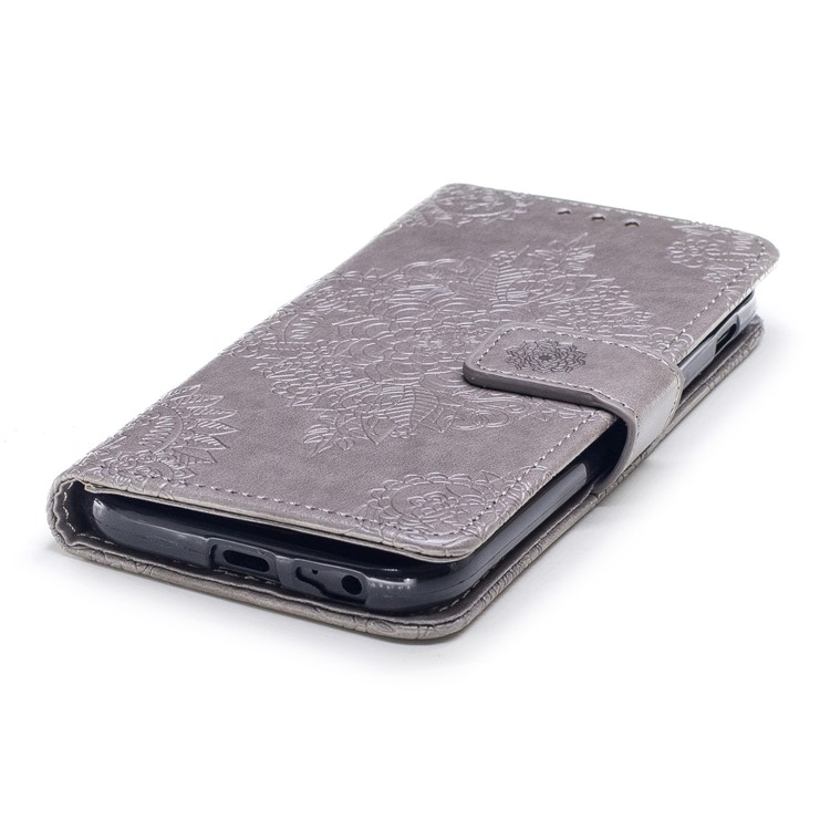 Imprint Flower Pattern PU Leather Wallet Case for Samsung Galaxy A5 (2017) - Grey-5