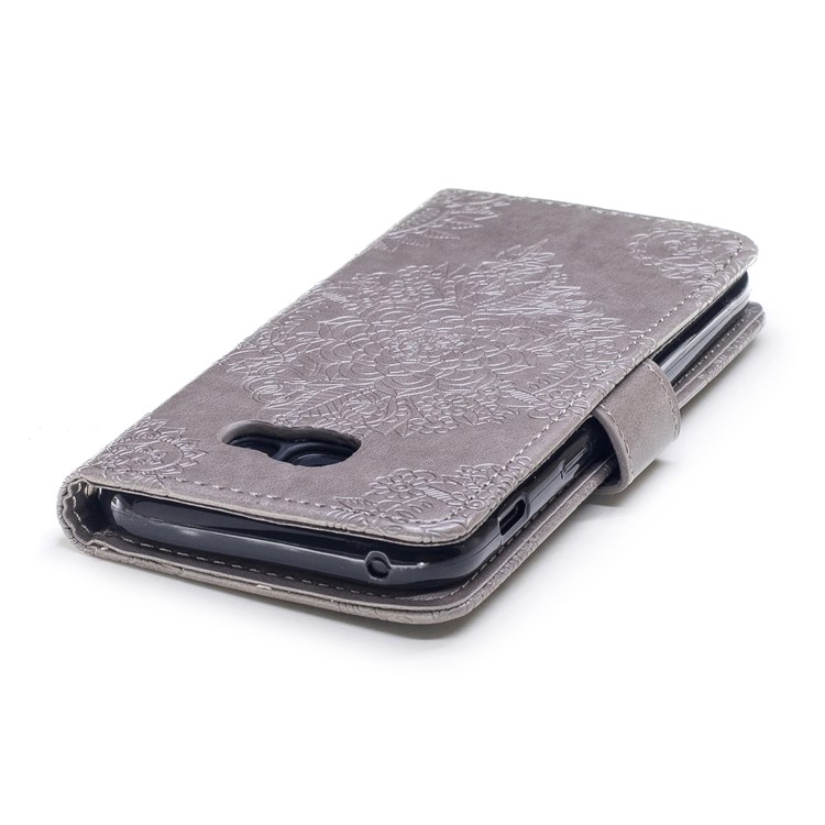 Imprint Flower Pattern PU Leather Wallet Case for Samsung Galaxy A5 (2017) - Grey-6