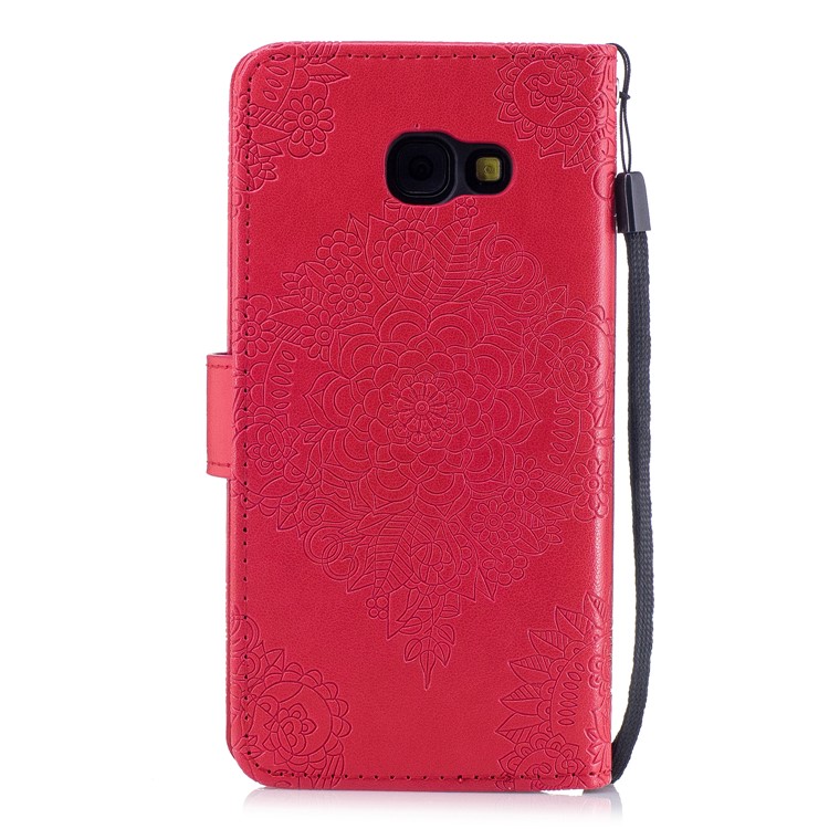 Imprint Flower Pattern PU Leather Wallet Cover for Samsung Galaxy A5 (2017) - Red-2