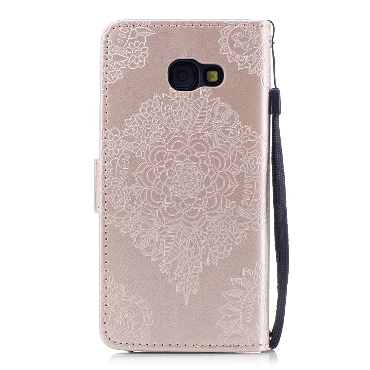 Imprint Flower Pattern PU Leather Magnetic Wallet Phone Cover for Samsung Galaxy A5 (2017) - Gold-2