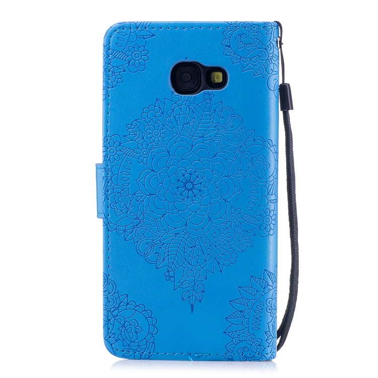 Imprint Flower Pattern PU Leather Phone Case with Card Holder for Samsung Galaxy A5 (2017) - Blue-2
