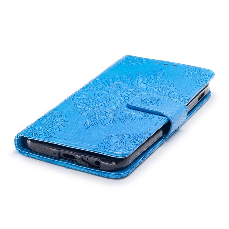 Imprint Flower Pattern PU Leather Phone Case with Card Holder for Samsung Galaxy A5 (2017) - Blue-5