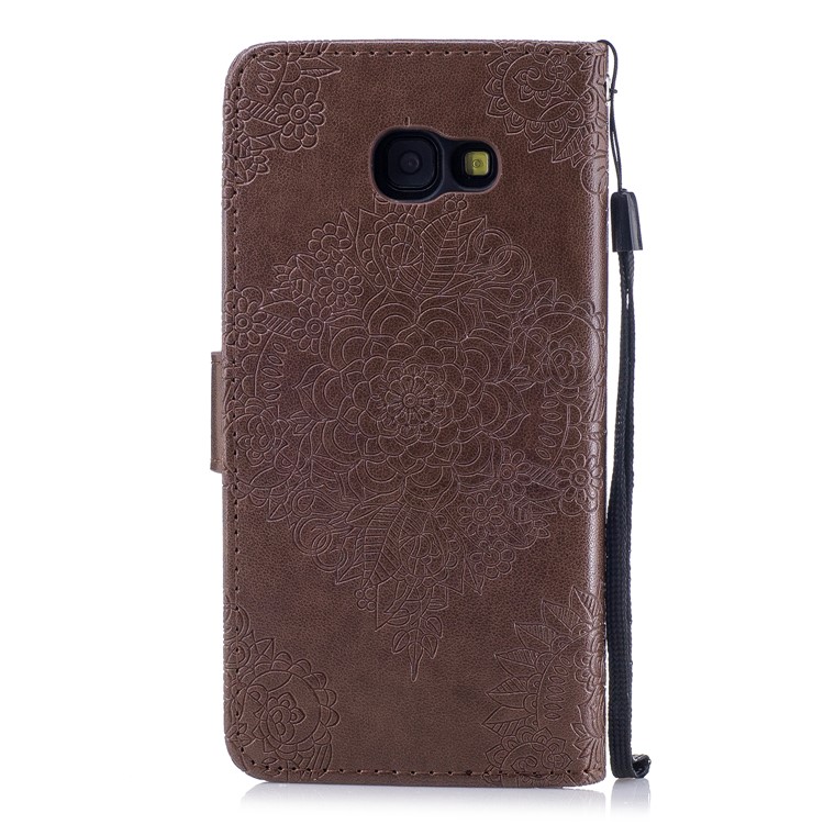 Imprint Flower Pattern Stand Leather Wallet Phone Shell for Samsung Galaxy A5 (2017) - Coffee-2