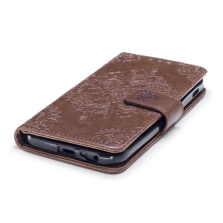 Imprint Flower Pattern Stand Leather Wallet Phone Shell for Samsung Galaxy A5 (2017) - Coffee-5