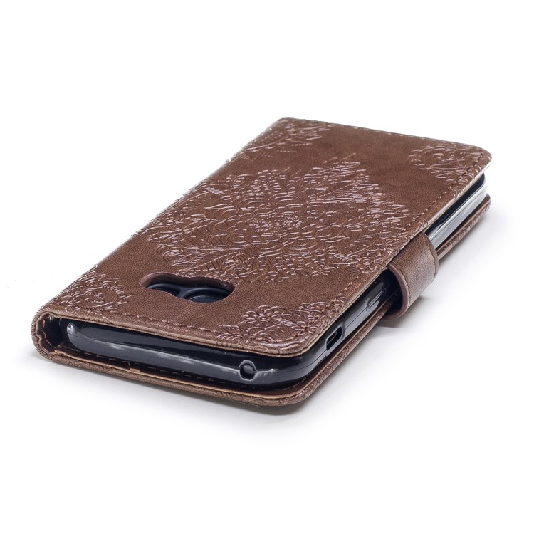 Imprint Flower Pattern Stand Leather Wallet Phone Shell for Samsung Galaxy A5 (2017) - Coffee-6