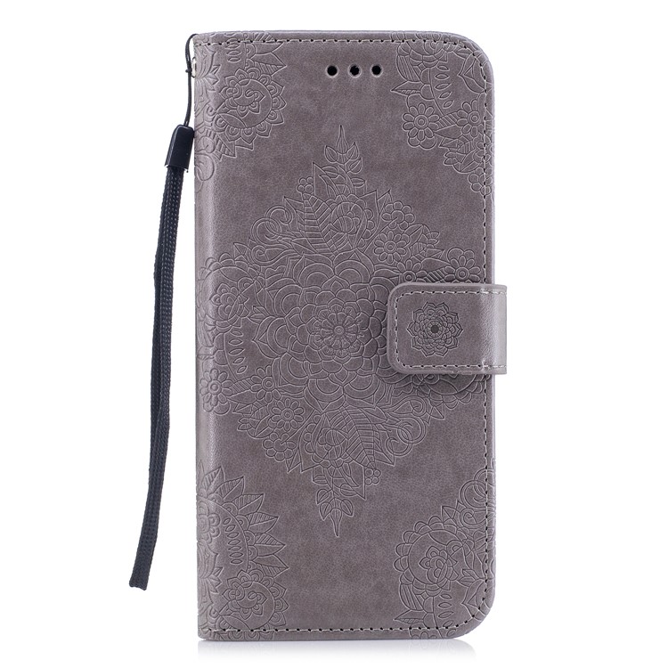 Imprint Flower Pattern PU Leather Stand Wallet Case for Samsung Galaxy S8 Plus G955 - Grey-1