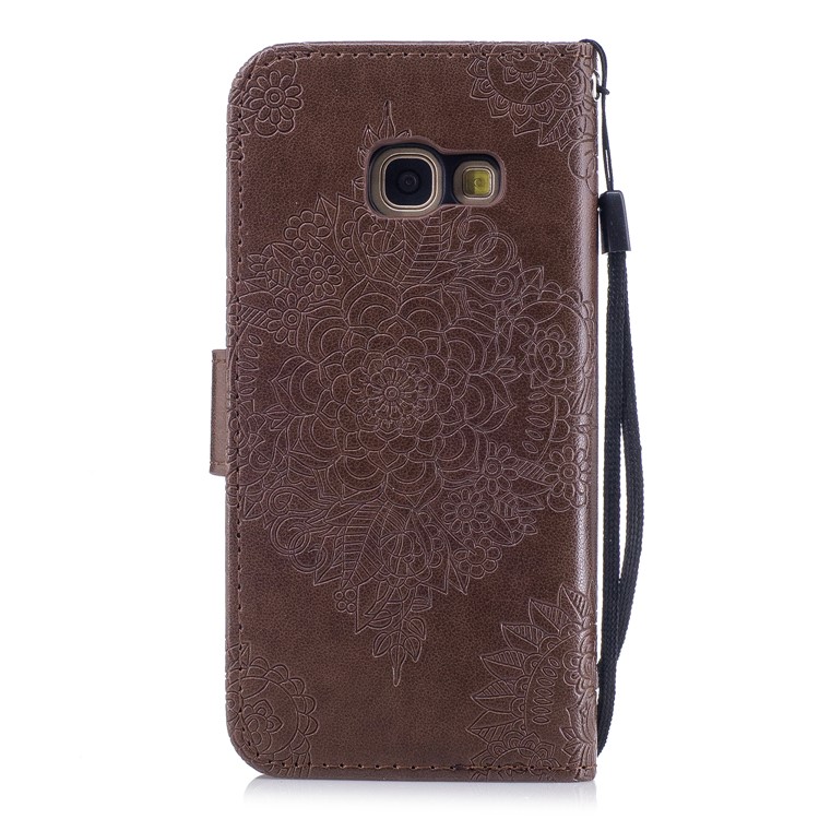 Imprint Flower Pattern Phone Leather Wallet Case for Samsung Galaxy A3 (2017) - Coffee-2