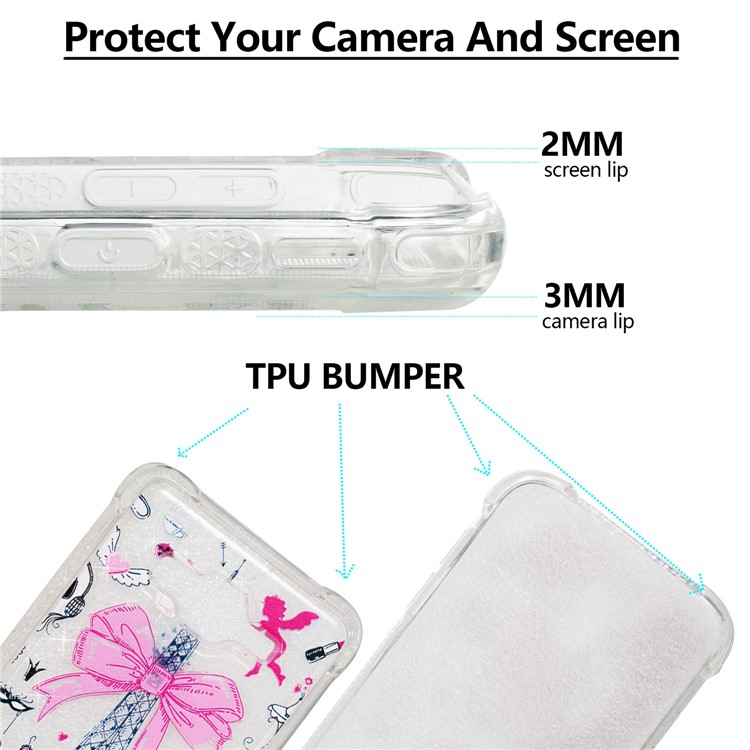 Liquid Glitter Powder Quicksand Shockproof TPU Gel Case for Samsung Galaxy J5 (2017) EU Version / J5 Pro (2017) - Eiffel Tower with Bow-knot-2