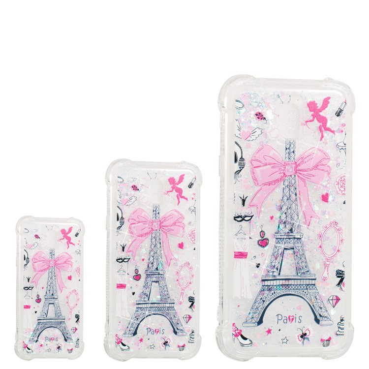 Liquid Glitter Powder Quicksand Shockproof TPU Gel Case for Samsung Galaxy J5 (2017) EU Version / J5 Pro (2017) - Eiffel Tower with Bow-knot-4