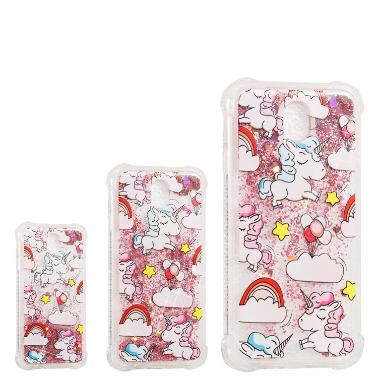 Liquid Glitter Powder Quicksand Shockproof TPU Case for Samsung Galaxy J7 (2017) EU Version / J7 Pro (2017) - Cute Unicorns-6