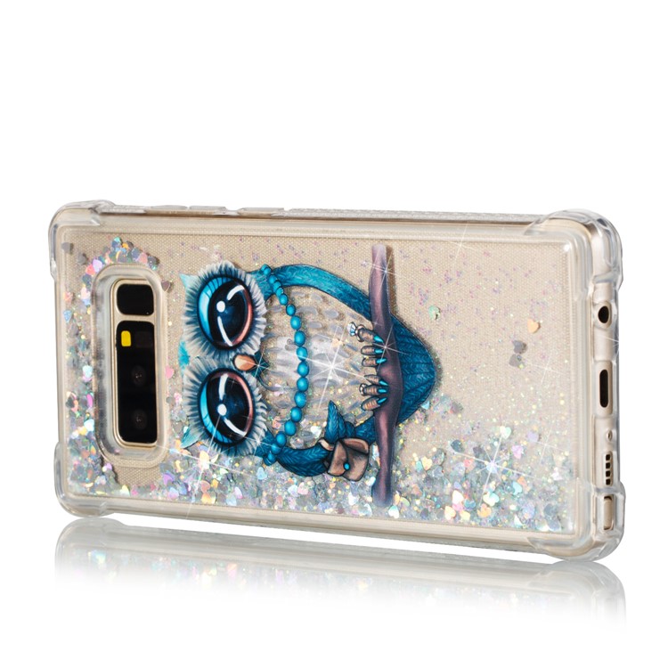 Dynamic Glitter Powder Quicksand Shockproof TPU Case for Samsung Galaxy Note 8 SM-N950 - Blue Owl-1