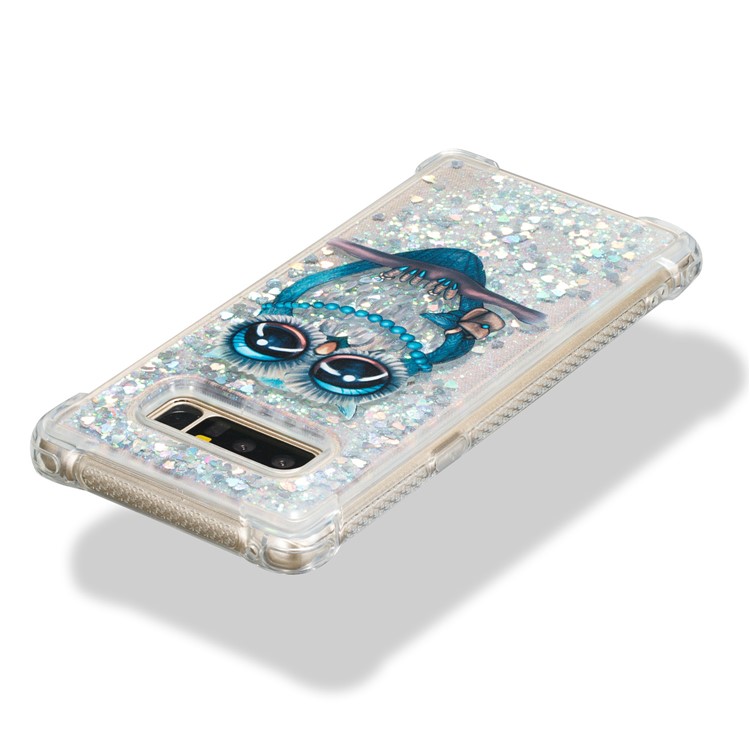 Dynamic Glitter Powder Quicksand Shockproof TPU Case for Samsung Galaxy Note 8 SM-N950 - Blue Owl-3