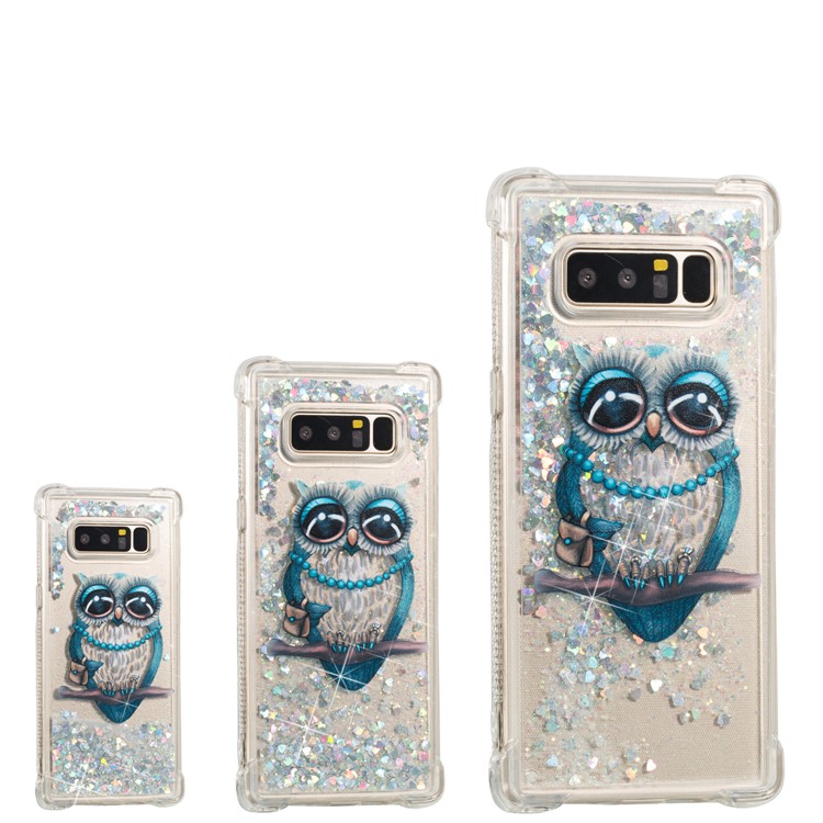 Dynamic Glitter Powder Quicksand Shockproof TPU Case for Samsung Galaxy Note 8 SM-N950 - Blue Owl-4