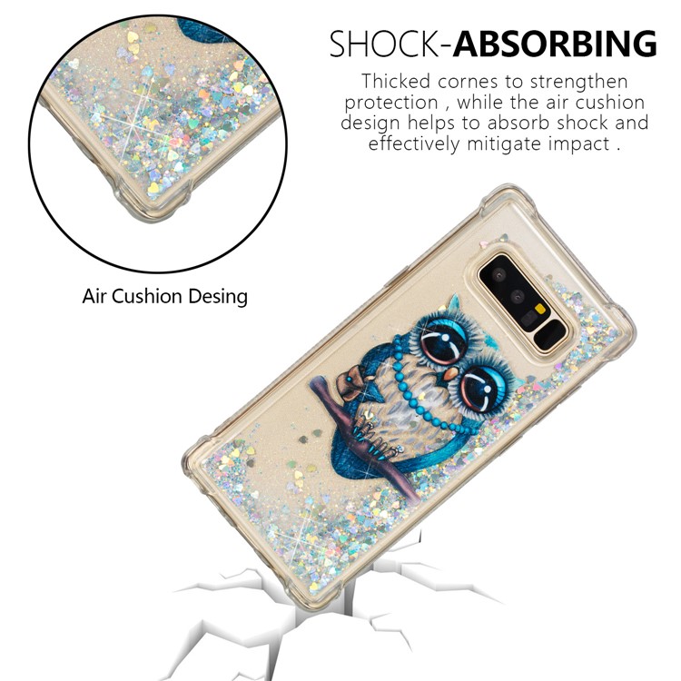 Dynamic Glitter Powder Quicksand Shockproof TPU Case for Samsung Galaxy Note 8 SM-N950 - Blue Owl-7